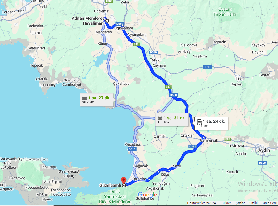 izmir havalimanı güzelçamlı transfer